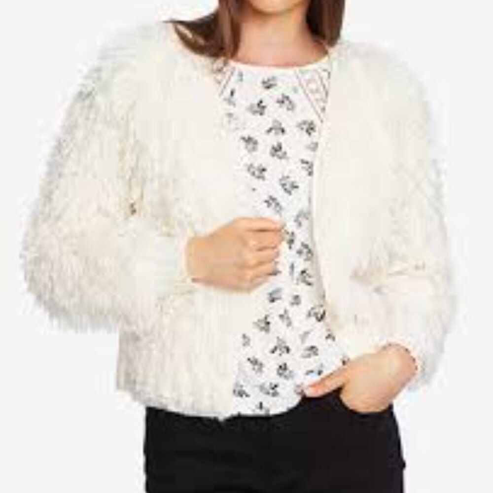1.STATE Textured-Knit Open-Front Cardigan Size M NWT  D